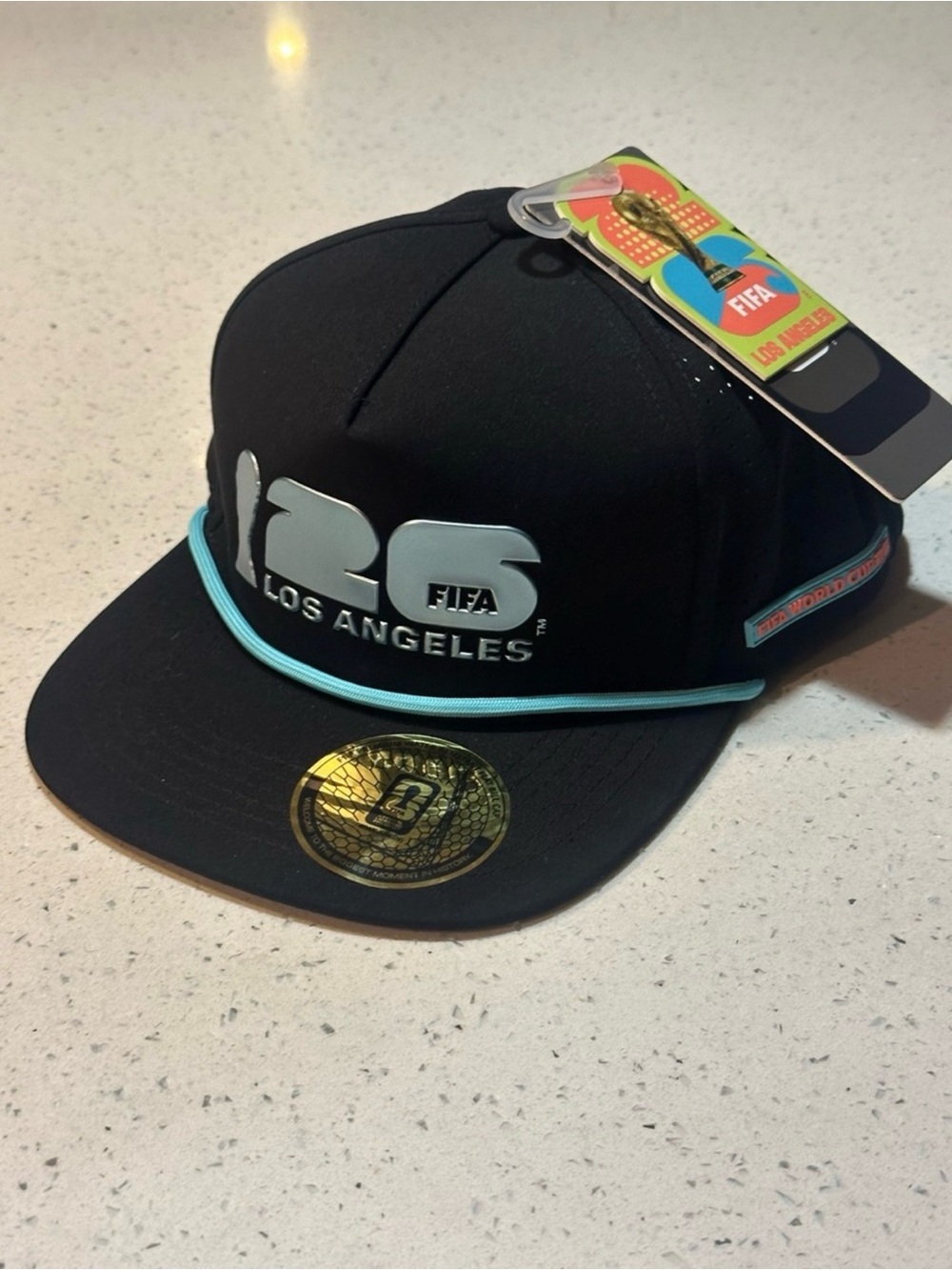 Official 2026 FIFA World Cup in Los Angeles Adjustable Black And iridescent Teal